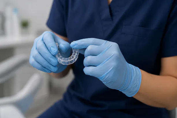Custom acrylic oral appliance for TMJ and bruxism, fabricated for a downtown Toronto patient