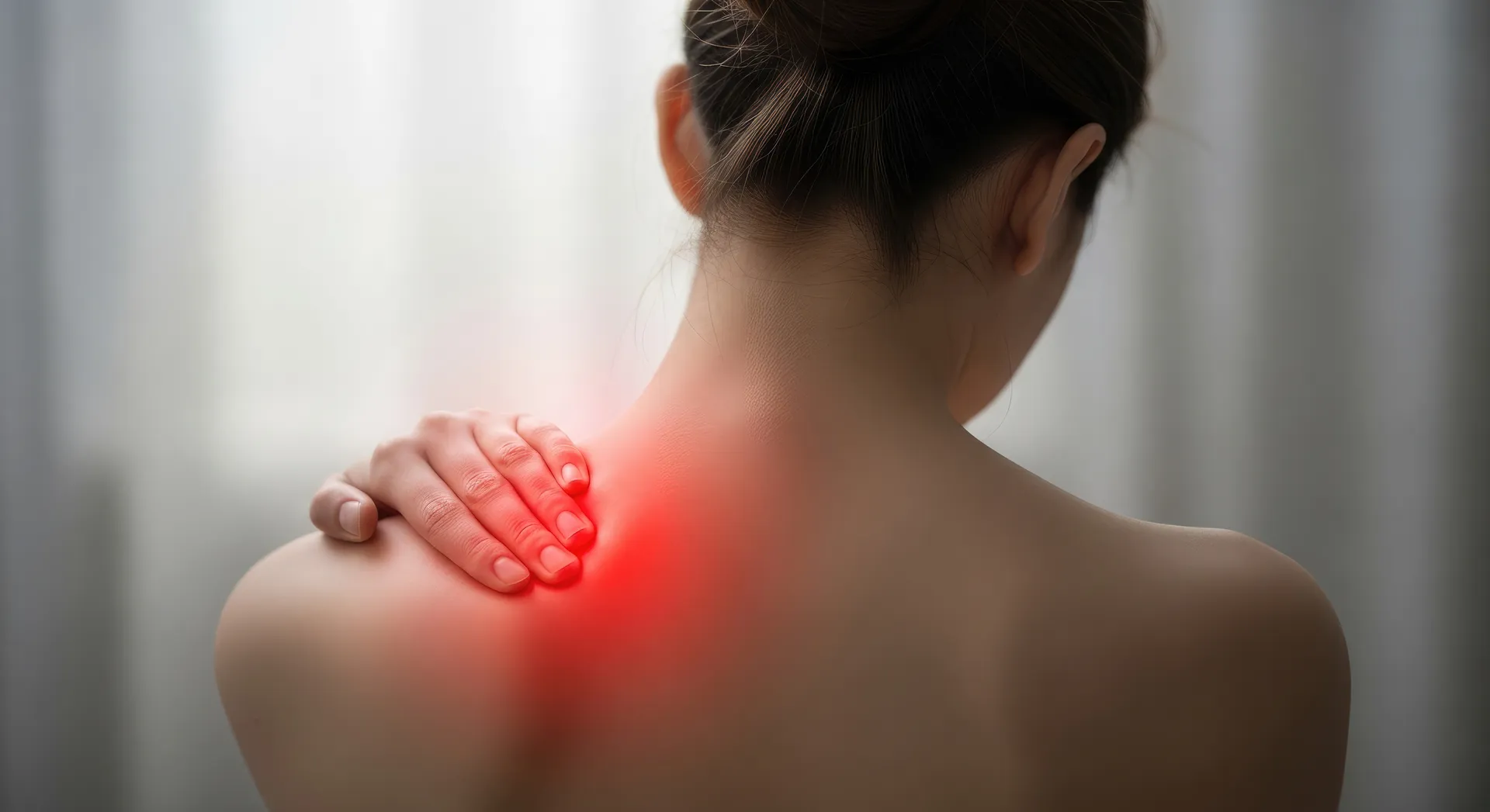 Patient with shoulder and neck pain — Fotona PBM and laser pain management at Dentistry On The Path, Toronto